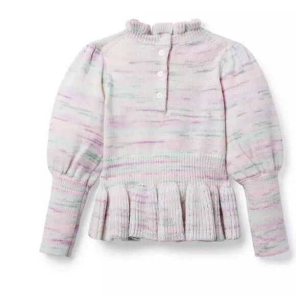 Janie and Jack 100047407 Girl Lavender Marled Peplum Ruffle Sweater NWT - Picture 2 of 11